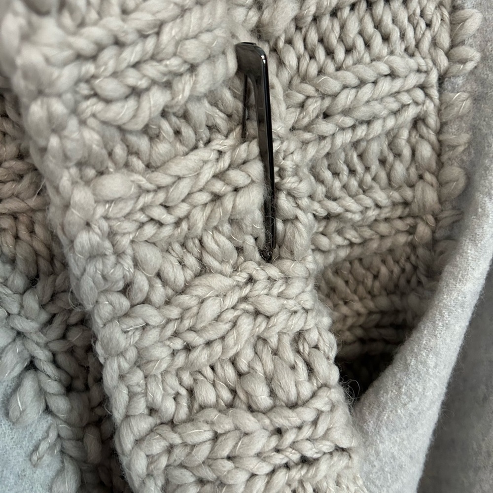 Tribal Light Gray Wool Asymmetric Turtleneck Sweater - Picture 4 of 9